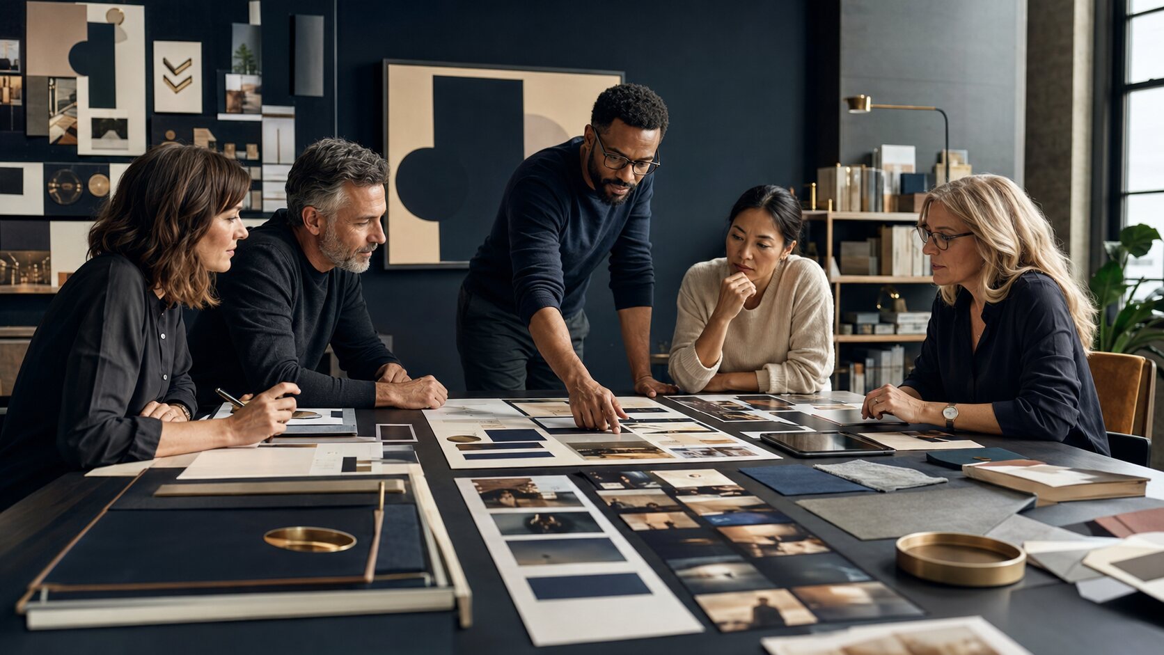Creative strategy team developing advertising and brand identity concepts